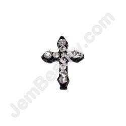  Nail Gem Cross Black w/ Stones Medium 