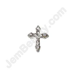  Nail Gem Cross Silver w/ Stones Medium 