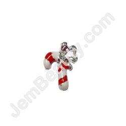  Nail Gem Candy Cane w/ Bow Large 