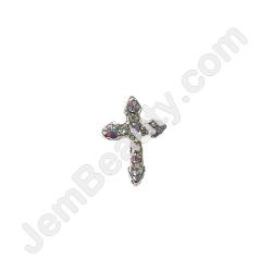  Nail Gem Cross w/ AB Stones Medium 